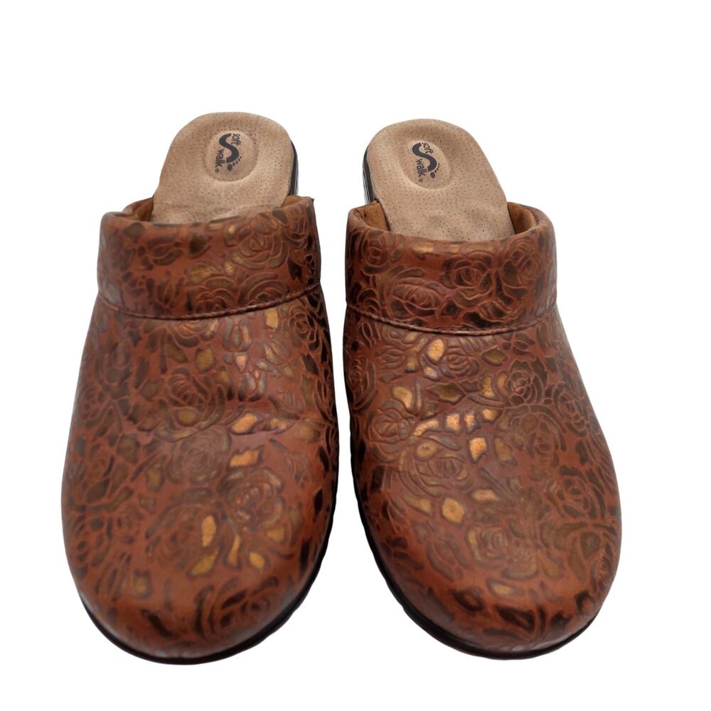 Soft Walk Slide In Leather Mules Clogs Size 8 - image 2